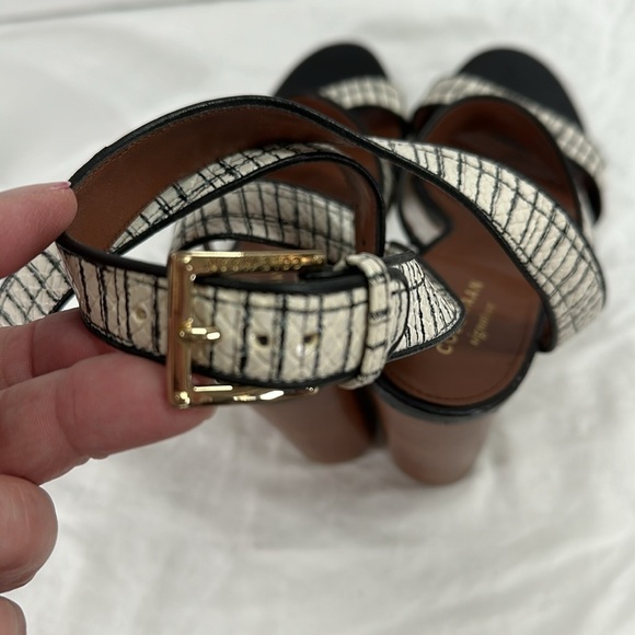 Cole Haan Signature Ankle Strap Snakeskin Scales Leather Heeled Sandals, 8B - Picture 6 of 9